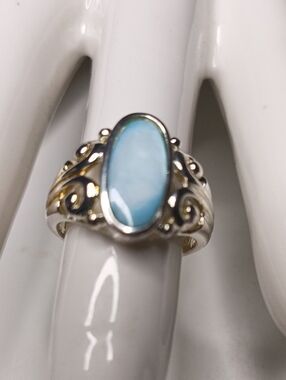 Avon Sterling Silver Blue Mother Of Pearl Ring - Size 8